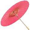 Chinese Paper and Bamboo Parasol with Elegant Handle - Fuchsia Pink