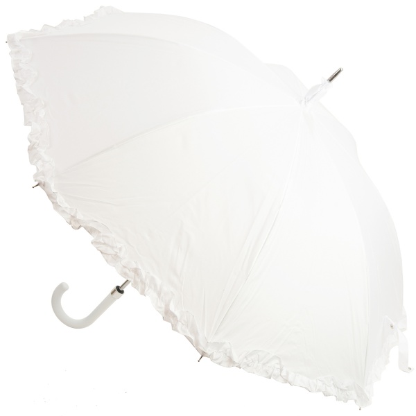 Amore Frilled Umbrella - White