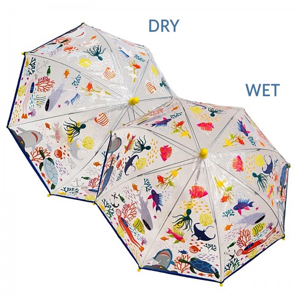 Colour Changing Childrens PVC Umbrella - Deep Sea Transparent