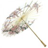 Premium Chinese Nylon Silk Bamboo Parasol - White Cherry Blossom with Birds