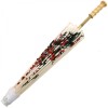 Premium Chinese Nylon Silk Bamboo Parasol - White Cherry Blossom with Birds