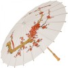 Chinese Paper and Bamboo Parasol - White Cherry Blossom