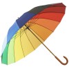 Rainbow Umbrella with Wooden Crook Handle by Falcone