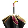 Floral Double Canopy Umbrella with Enamelled Flamingo Head Handle by Pasotti