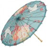 Premium Chinese Nylon Silk Bamboo Parasol - Crane & Peonies