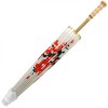 Premium Chinese Nylon Silk Bamboo Parasol - White Cherry Blossom