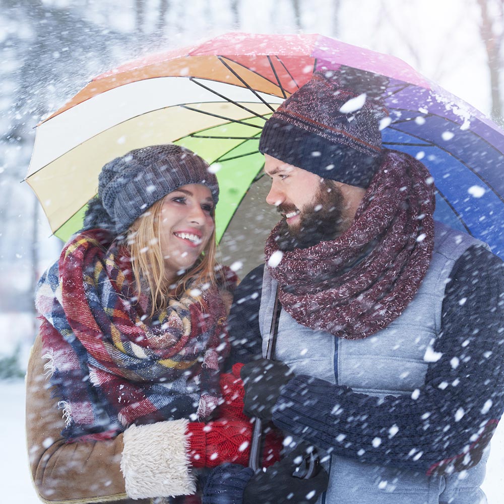Rainbow & Plain Coloured Umbrellas