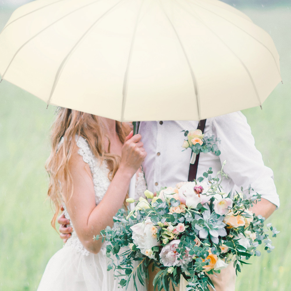 Summer Classic Umbrella Crook Wooden Handle MANUAL Wedding Brolly Walking Bride 