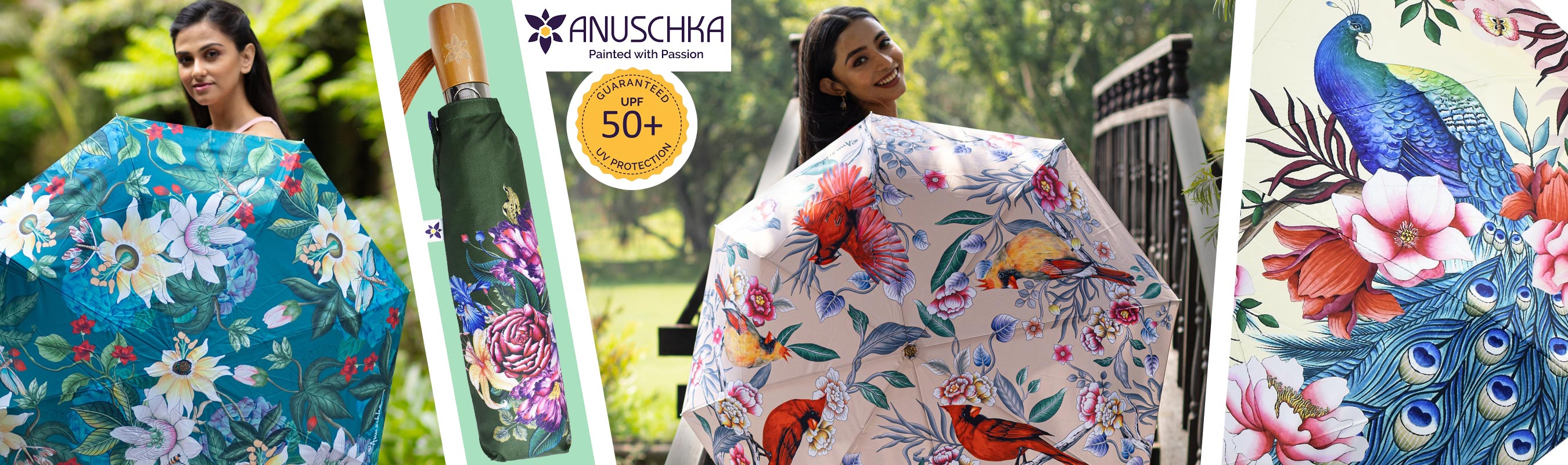 We have you covered come rain or shine with our Anuschka Auto Open & Close Folding Umbrellas now available at Brolliesgalore!