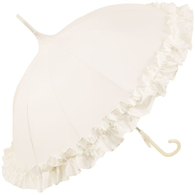 Lisbeth Ivory Pagoda Umbrella with Flounce Frill