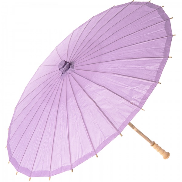 Chinese Paper and Bamboo Parasol with Elegant Handle - Lavender