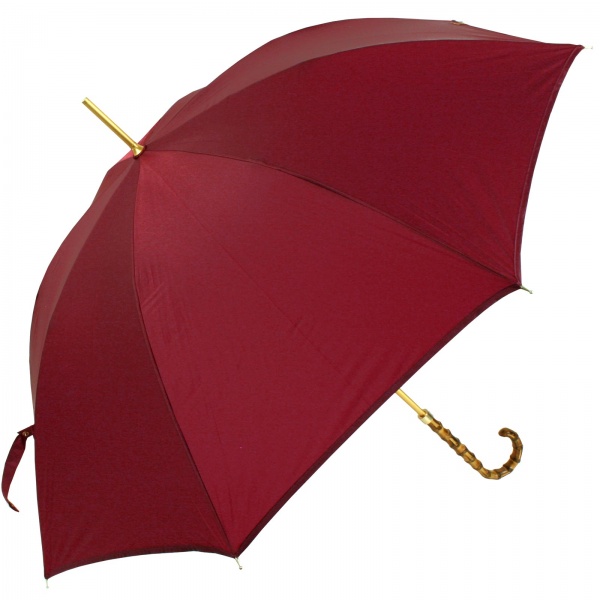 Ladies Classic Burgundy Umbrella with Bamboo Handle
