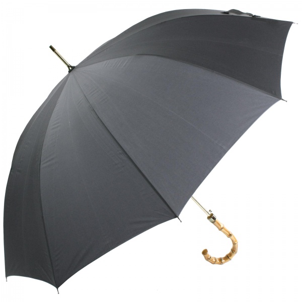 Gents Grey City Umbrella with Bamboo Handle