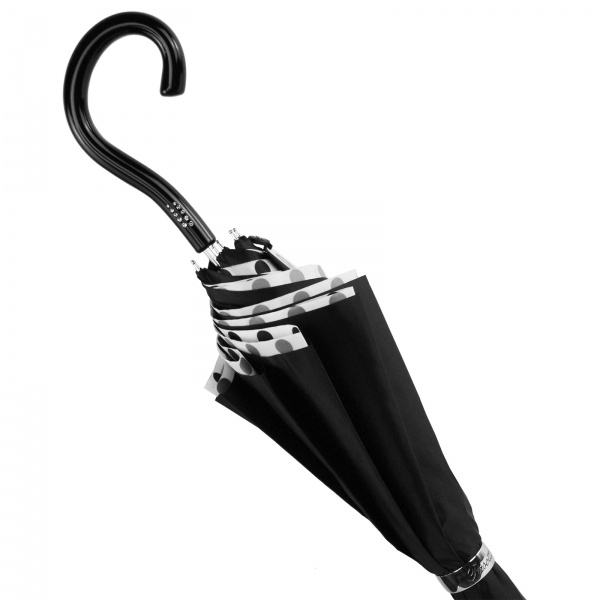 Fantasia Black & White Polka Dot Satin Luxury Umbrella by