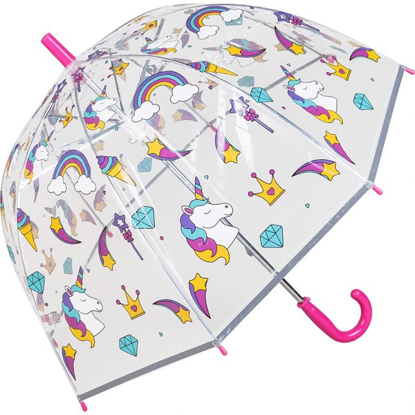 Susino Children's See-Through Dome Umbrella - Unicorns & Rainbows