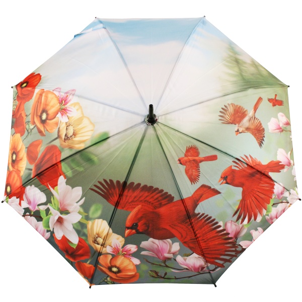 Galleria All Over Art Print Walking Length Umbrella - Cardinals