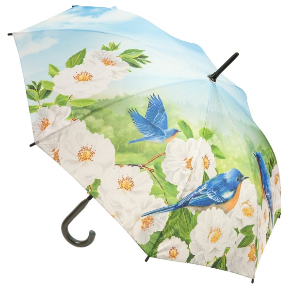 Galleria All Over Art Print Walking Length Umbrella - Bluebirds