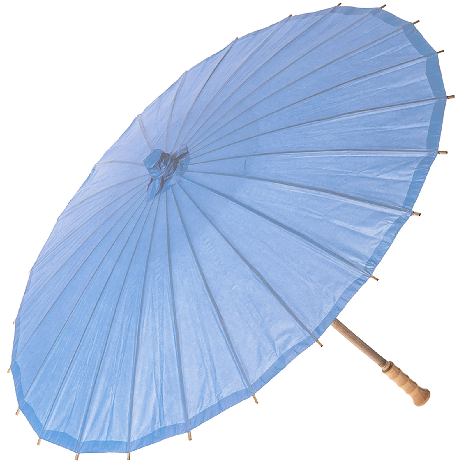 Chinese Paper and Bamboo Parasol with Elegant Handle - Serenity Blue
