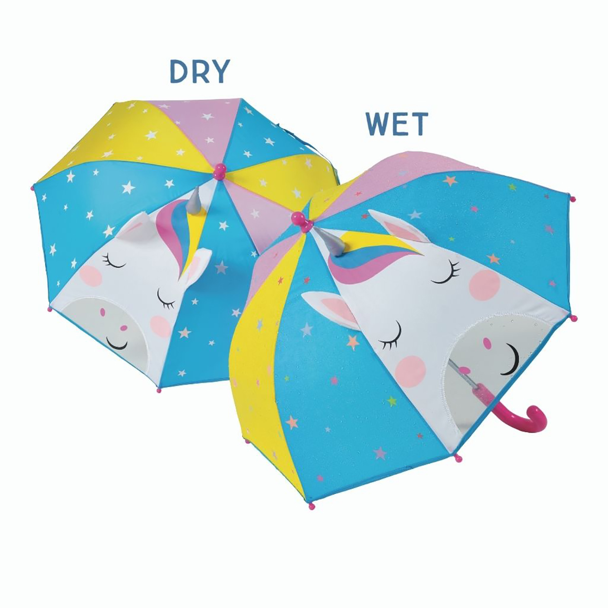 3D Peek-a-boo Colour Changing Kids Umbrella - Unicorn