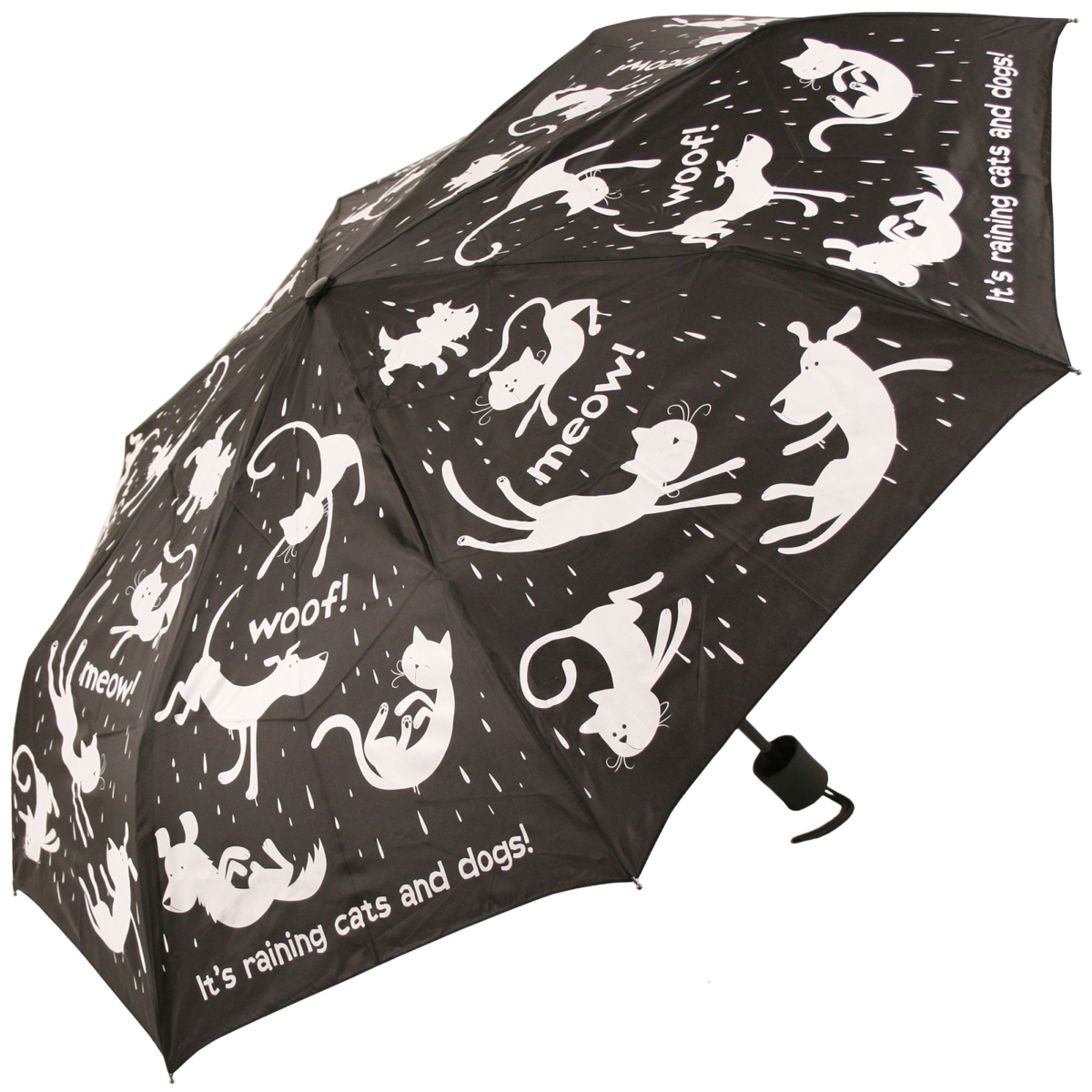 Black & white It's raining cats and dogs Folding Umbrella 