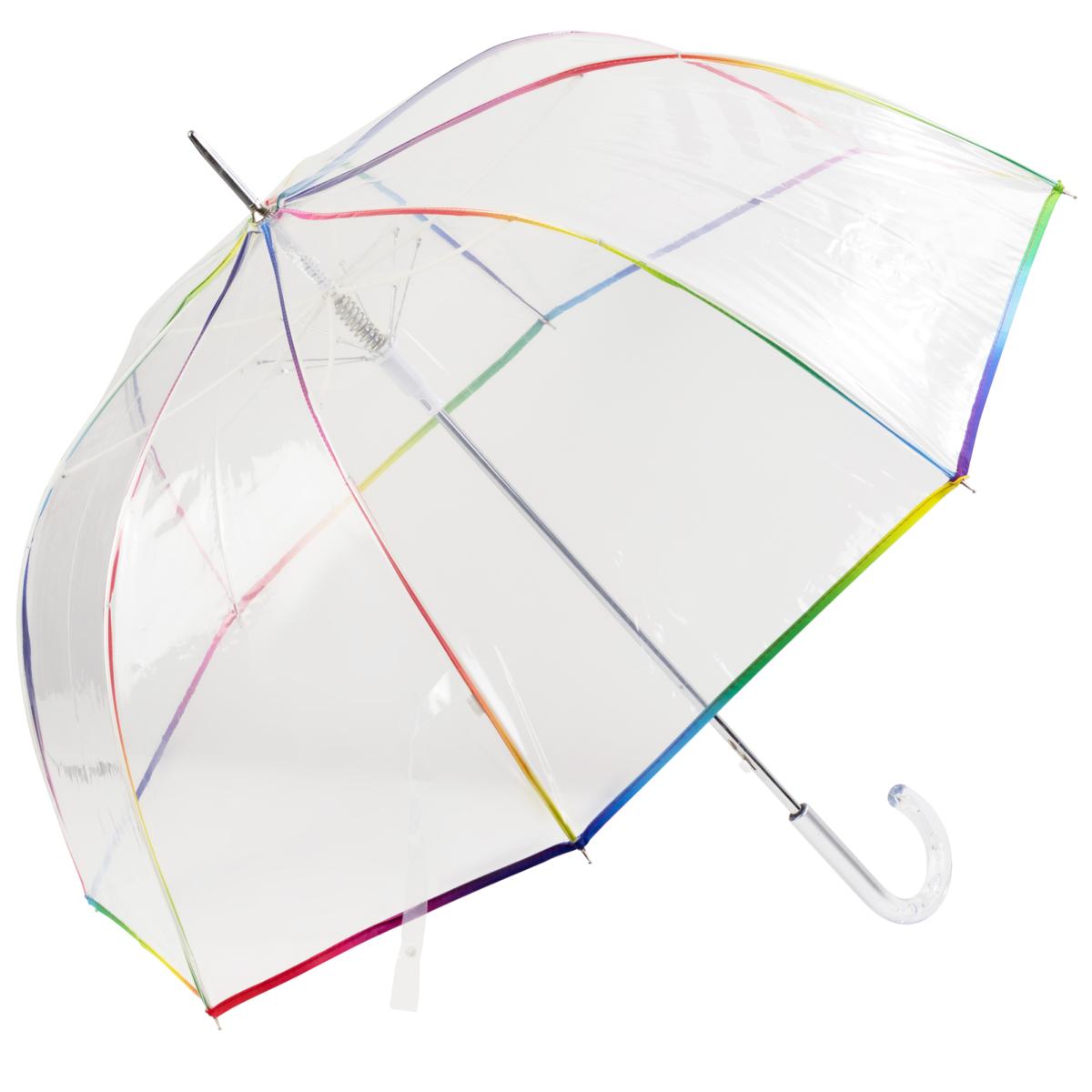 Clear Dome Umbrella with Spectrum Multicolour Trim