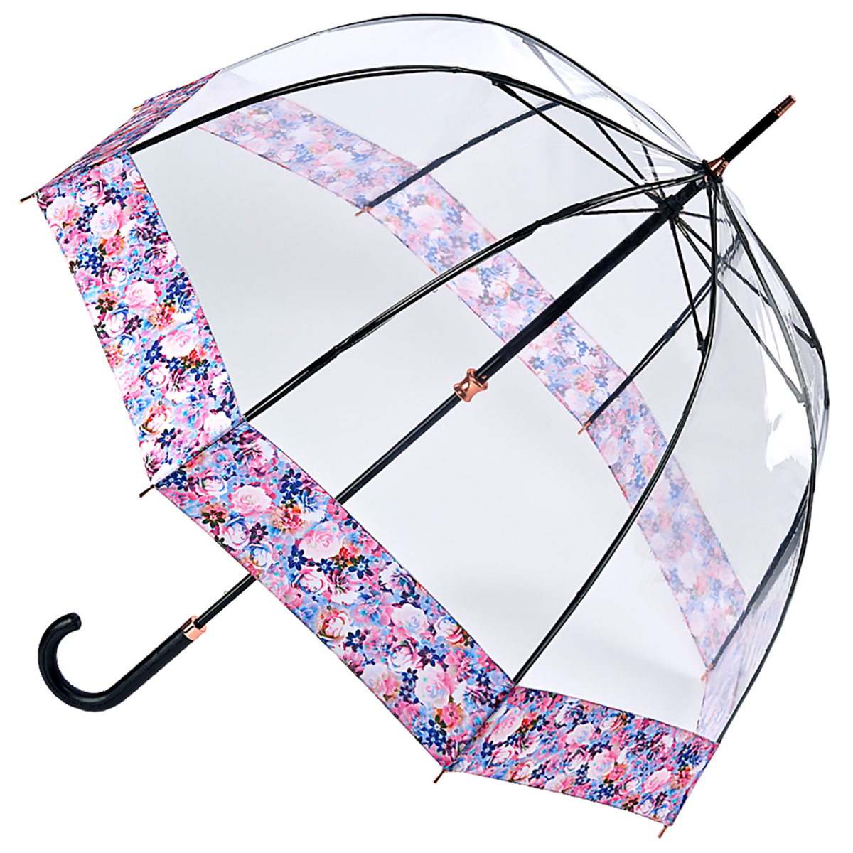 Fulton Luxe Birdcage Clear Dome Umbrella - Digital Blossom