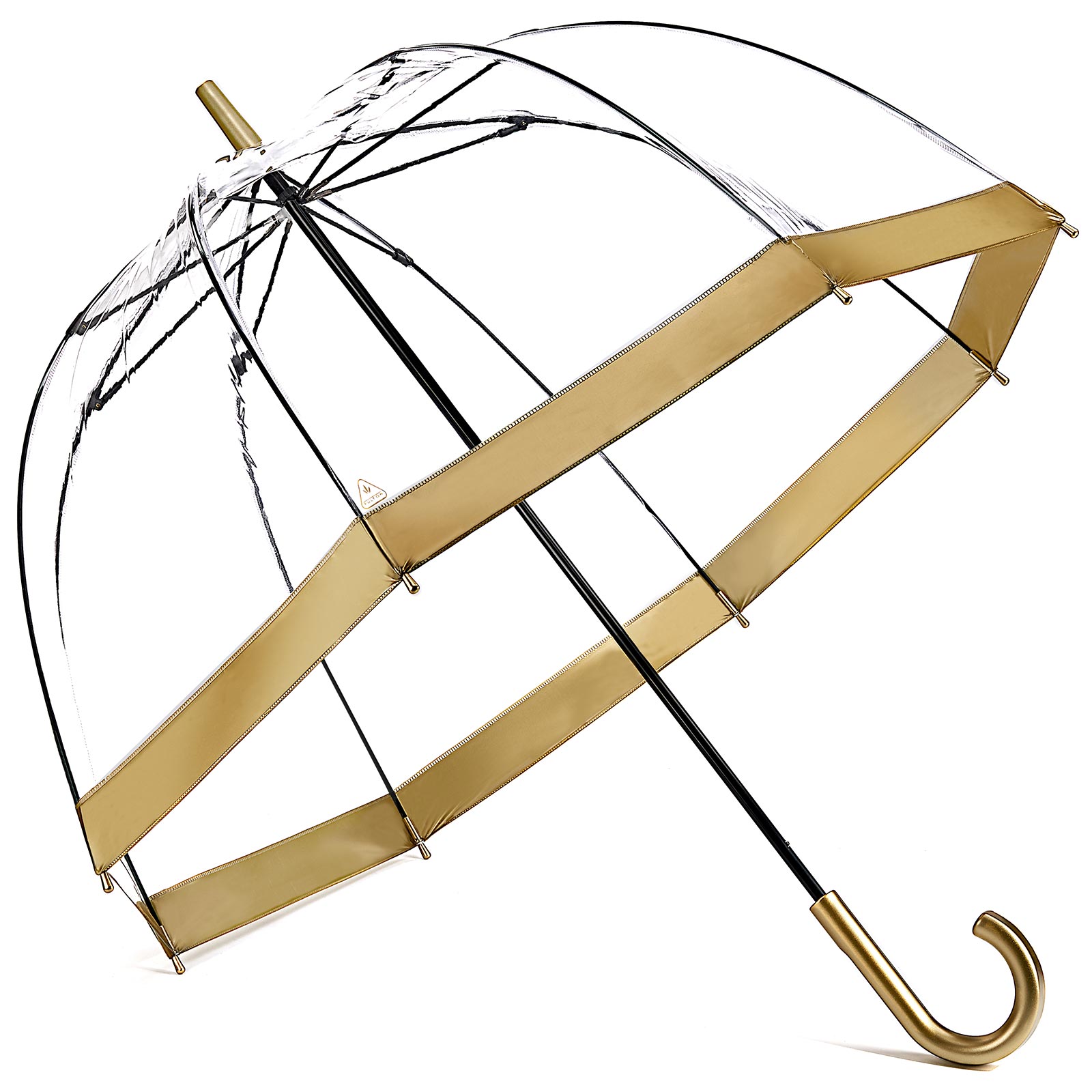 Fulton Birdcage Clear Dome Umbrella - Gold Trim