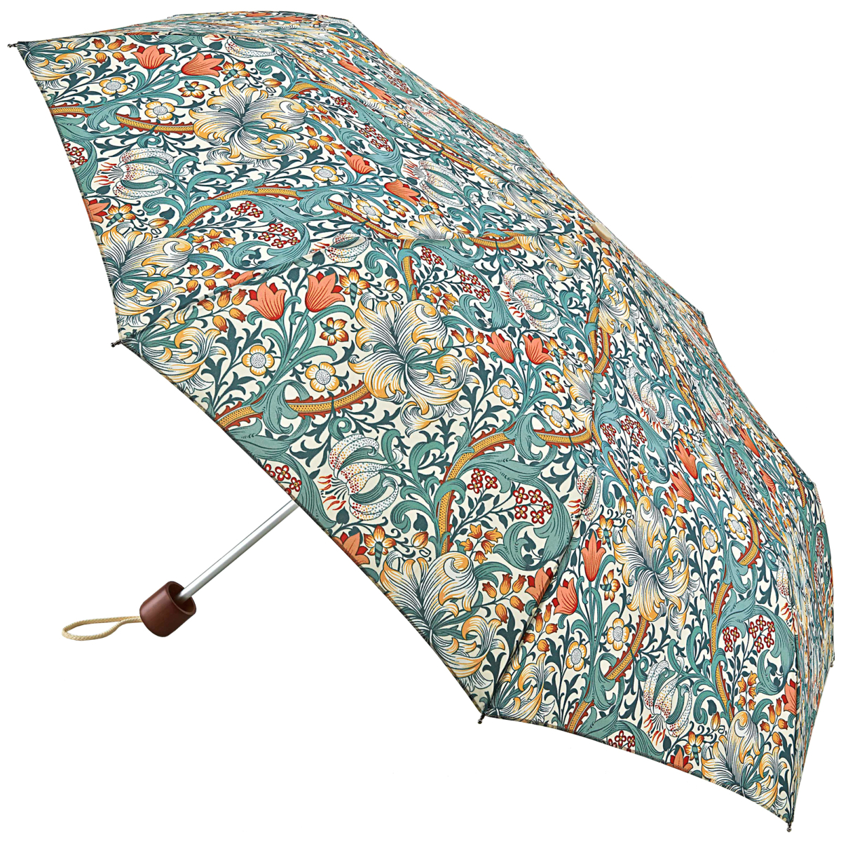 Morris & Co Minilite by Fulton - Lightweight Folding Umbrella - Minor Golden Lily Slate Manilla