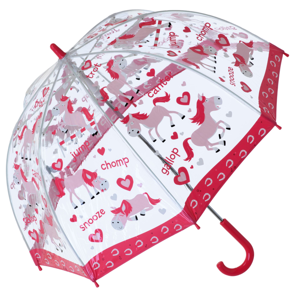 Bugzz PVC Dome Umbrella for Children - Ponies and Hearts
