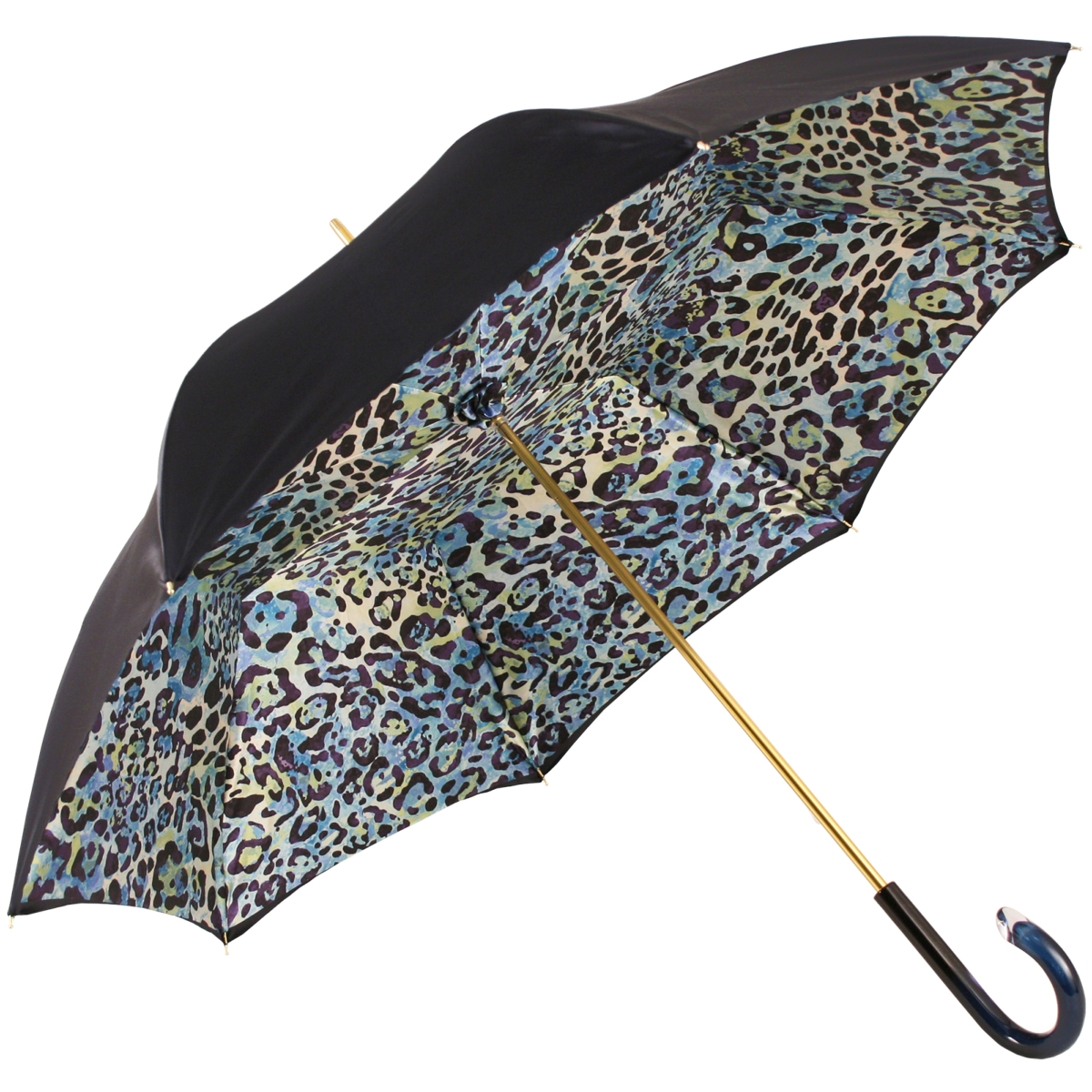 Glamour Leopard Navy Blue Luxury Double Canopy Umbrella by Pasotti