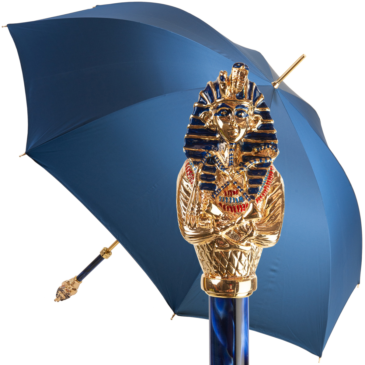 Fascino Luxury Single Canopy Umbrella with Enamelled Tutankhamun Handle by Pasotti