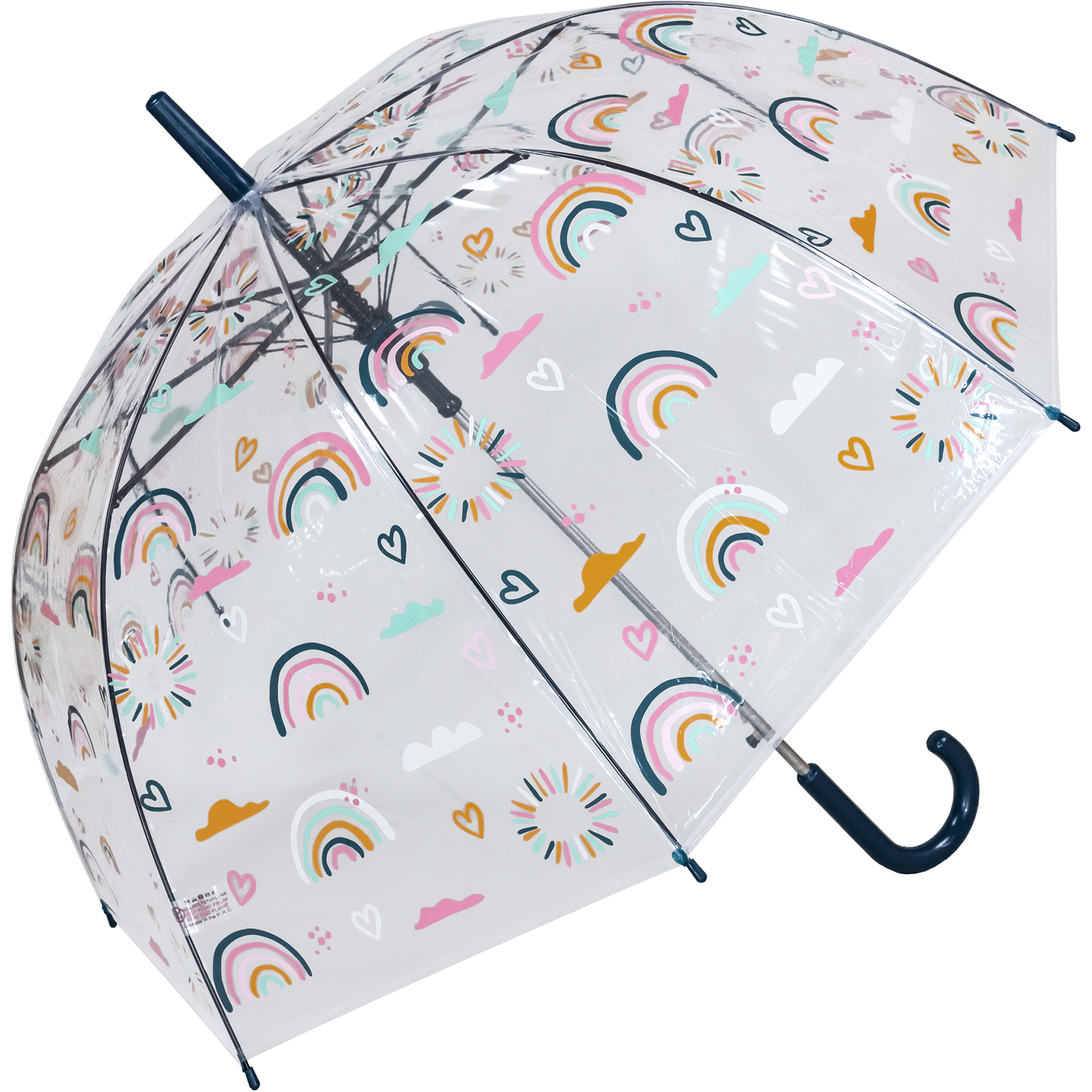 Susino Clear Dome Umbrella - Rainbows & Hearts
