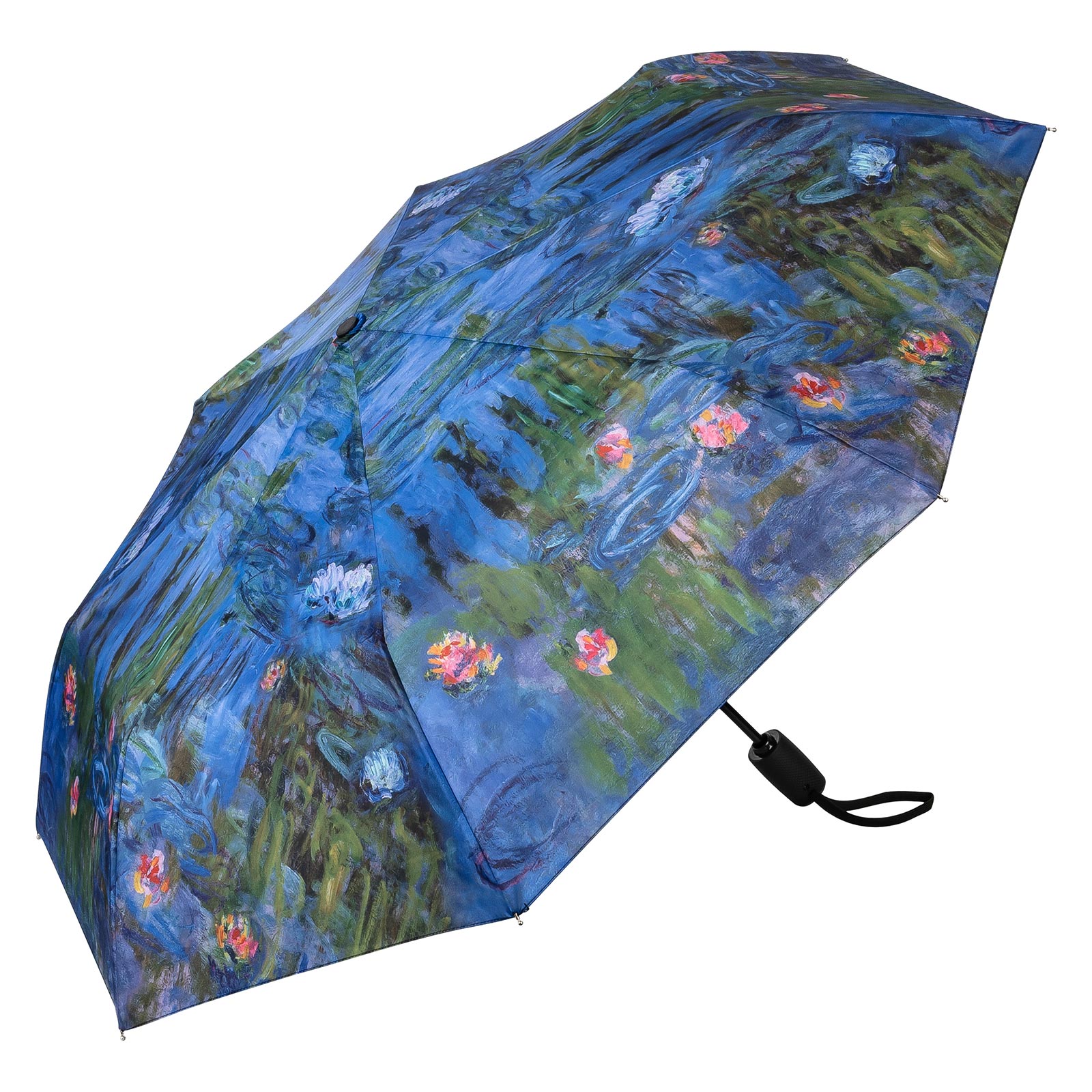 JSTeL Monet Painting防風UV傘Auto Open Close 3折りたたみゴルフStrong Durableコンパクト旅行太陽傘、ポータブル軽量簡単キャリー : JSTEL Monet Painting Windproof UV Umbrellas Auto Open