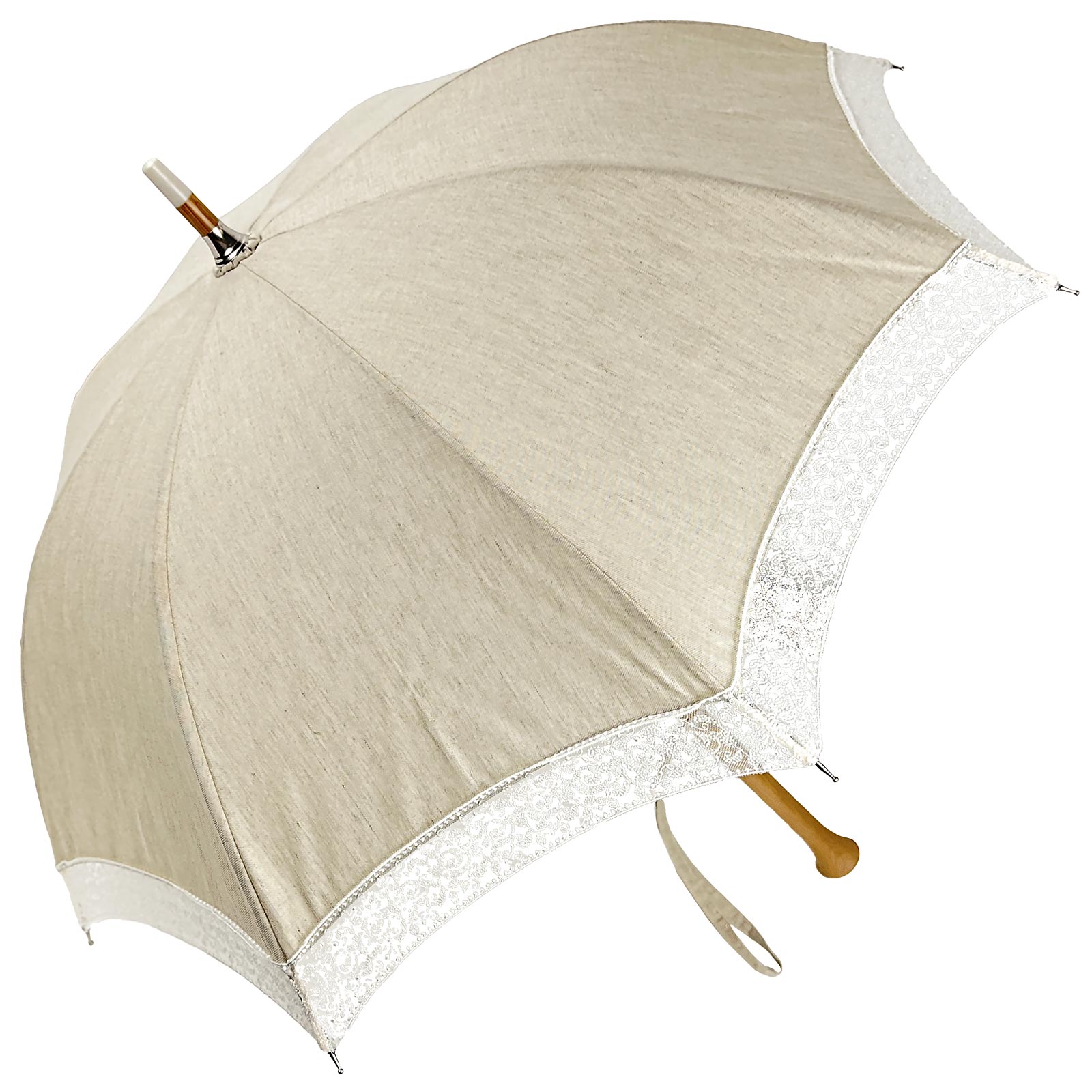 Pierre Vaux ピエールヴォー リネン レース刺繍 日傘 長傘 レディース 刺繍 UVカット 遮光 BLANC(ブラック×ホワイト) 残りわずか Pierre Vaux ピエールヴォー リネン レース刺繍