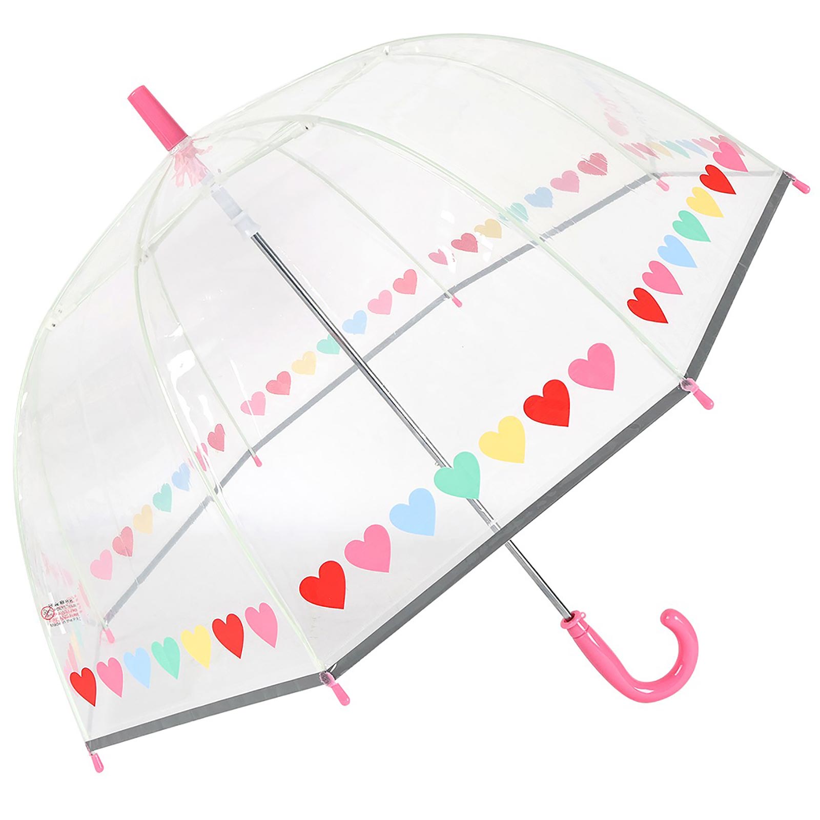 Susino Children s See Through Dome Umbrella Heart Print Border