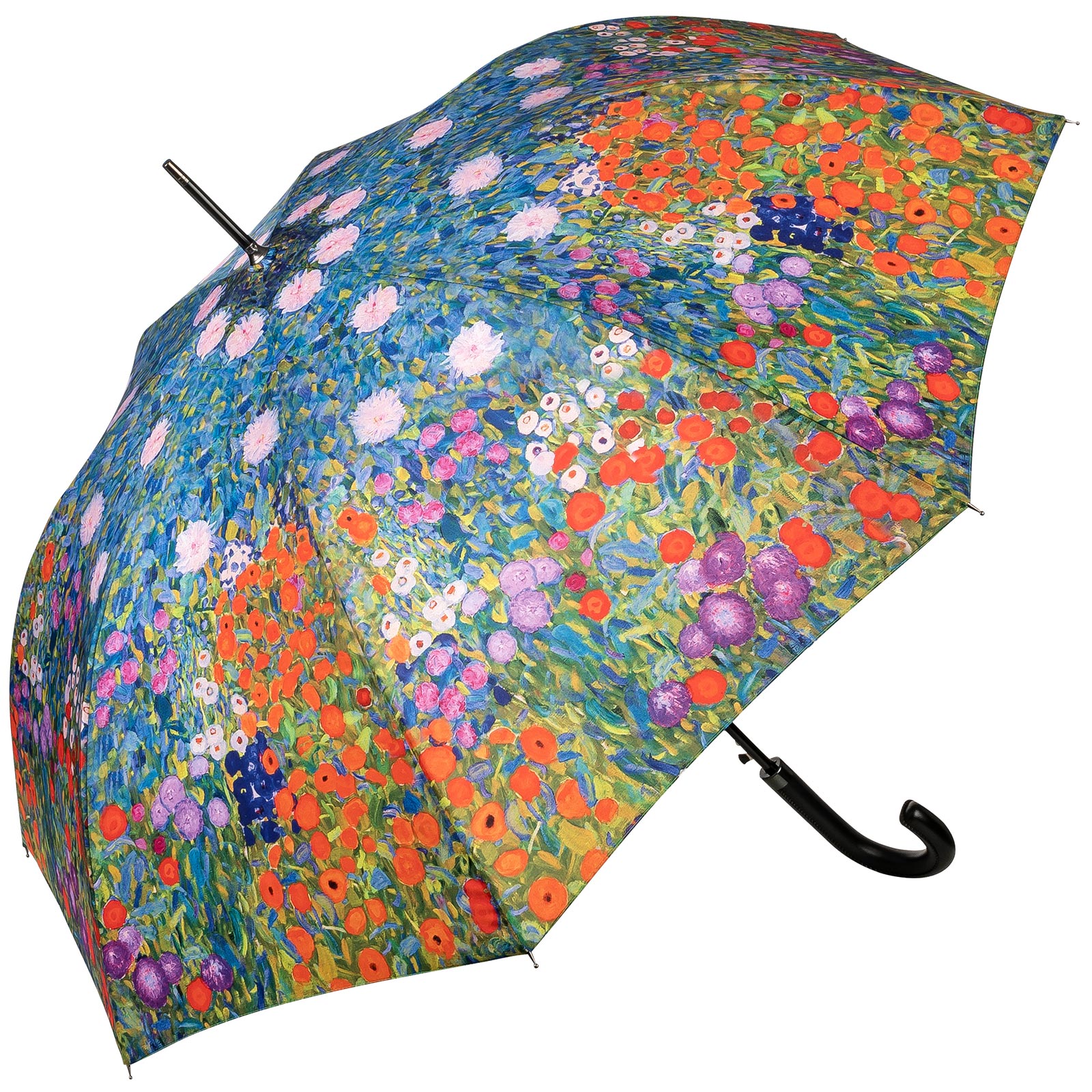 Gustav Klimt Cottage Garden Auto Walking Length Art Umbrella