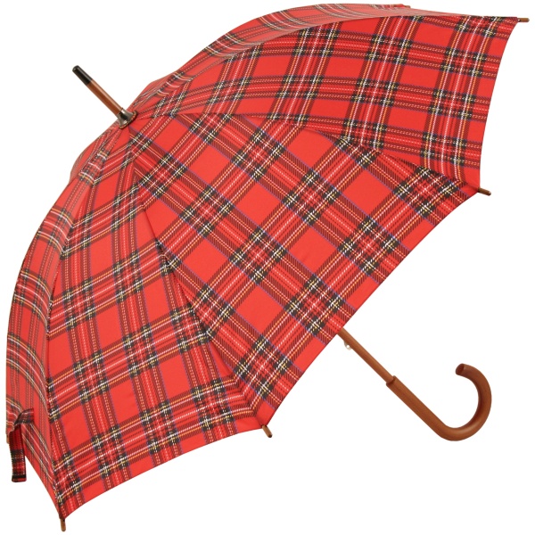 Tartan Walking Length Umbrella - Red (as Royal Stewart)