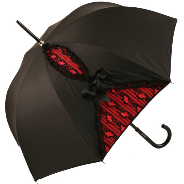 Big Bow Umbrella in Black and Lace on Red by Chantal Thomass
