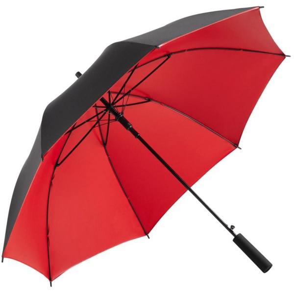 Automatic Opening Walking Length Two-Tone Umbrella - Black & Red