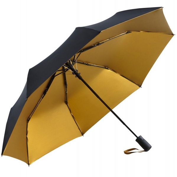UV Protective SPF50+ Two-Tone Automatic Opening Folding Umbrella - Black & Gold