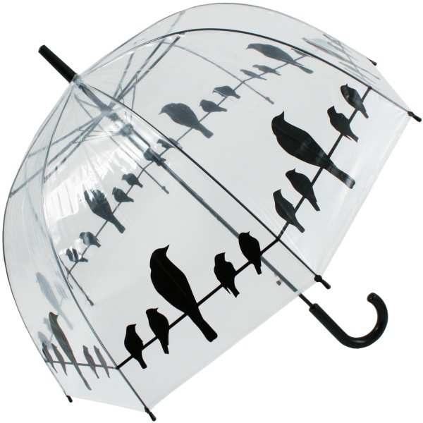 Birds on Wire Clear Dome Umbrella