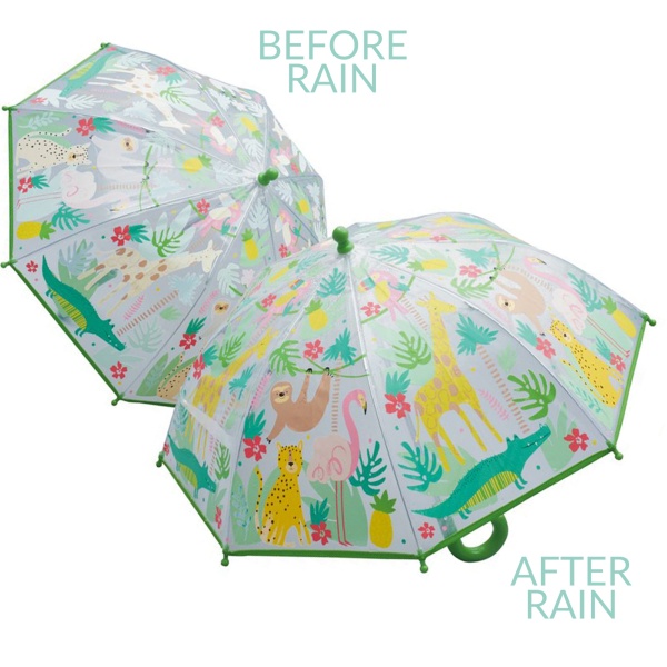 Colour Changing Childrens PVC Umbrella - Jungle