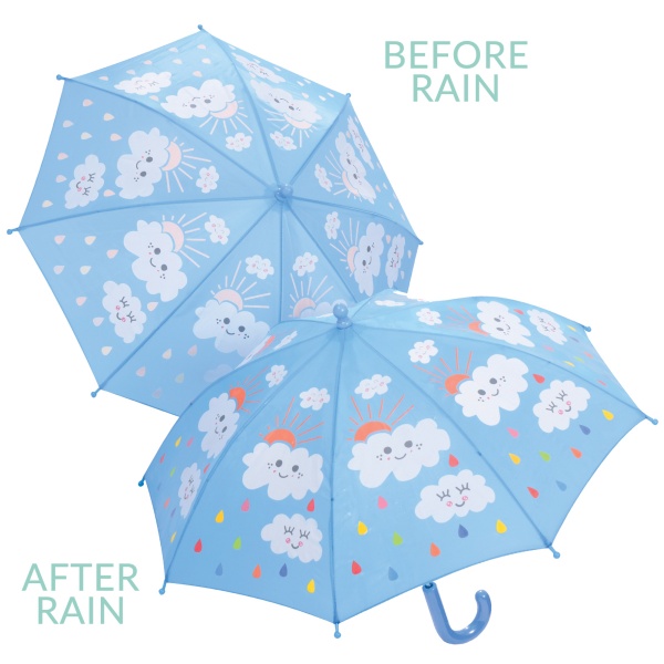 Colour Changing Childrens Umbrella - Raindrops & Clouds