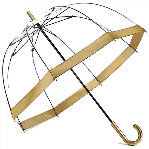 Fulton Birdcage Clear Dome Umbrella - Gold Trim