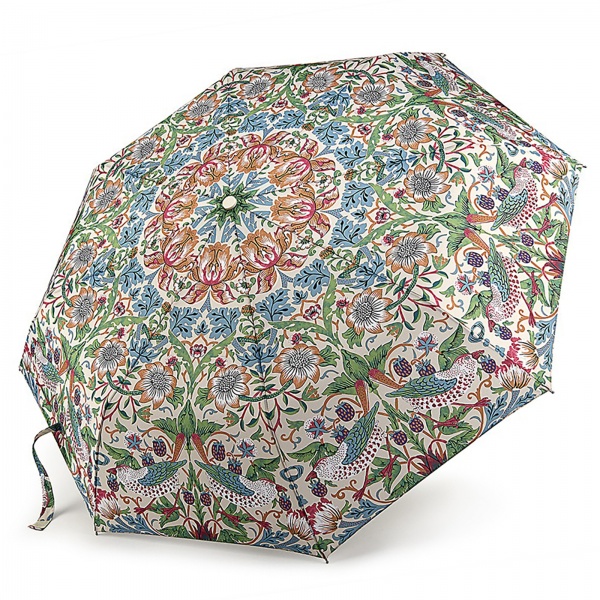 Morris & Co Minilite - Lightweight Folding Umbrella - Strawberry Thief Cream