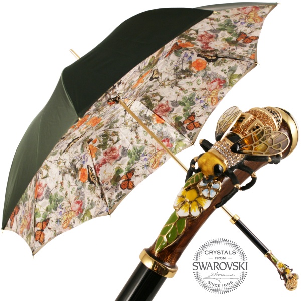 Bellezza Umbrella with Swarovski Crystal Bee Handle by Pasotti
