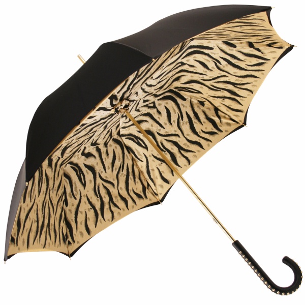 Glamour Black Tiger Golden Studs Luxury Double Canopy Umbrella by Pasotti