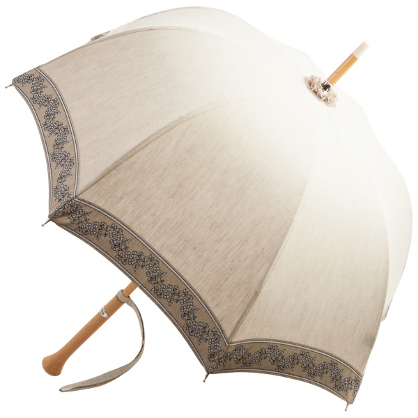 Olivia - UVP Beige Parasol with Floral Woven Band by Pierre Vaux