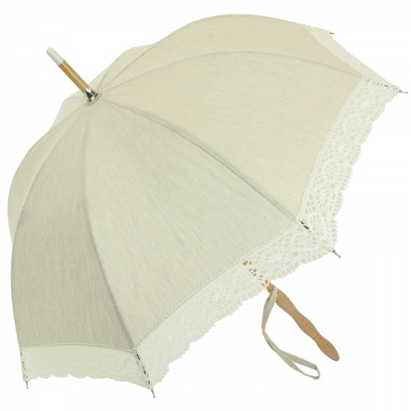 Camille - UVP Beige Parasol with Ivory Lace Band by Pierre Vaux
