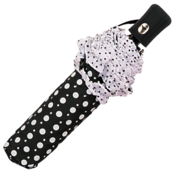 Frills & Sparkles Polkadot Folding Umbrella - Black